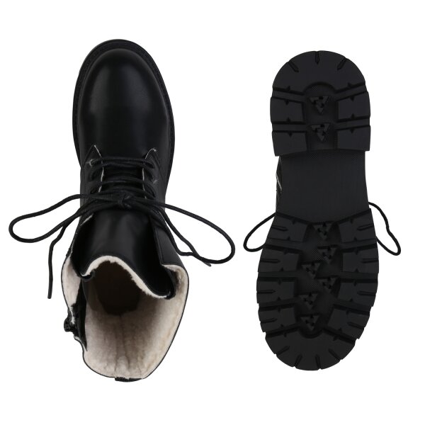 Stiefelparadies Damen Schnürstiefeletten in Schwarz Sonderangebot