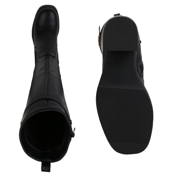 Stiefelparadies Damen Klassische Stiefel in Schwarz Black Friday