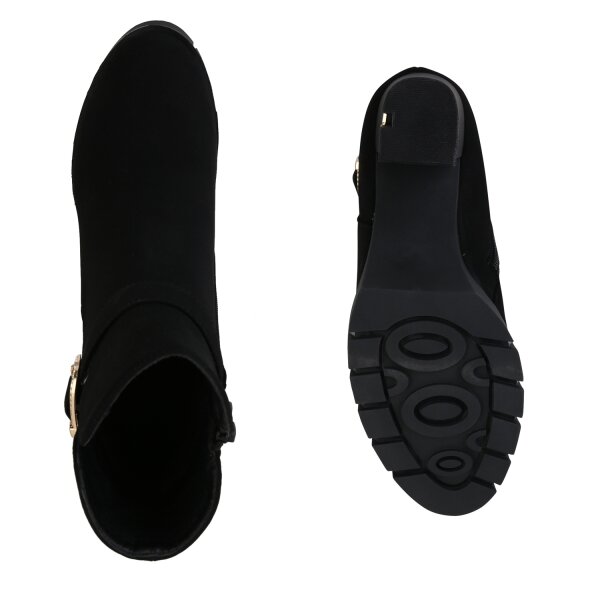Stiefelparadies Damen Klassische Stiefeletten in Schwarz Muttertagsangebot