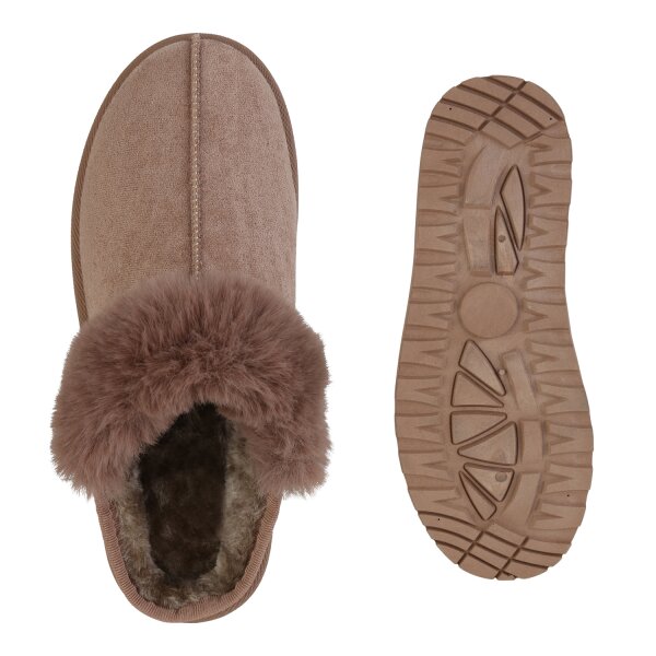 Stiefelparadies Damen Pantoffeln in Khaki Neueste Mode