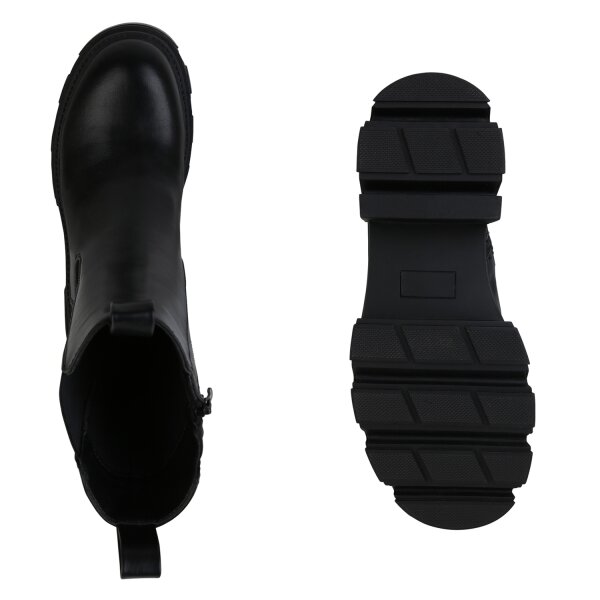 Stiefelparadies Damen Plateau Boots in Schwarz Online Outlet