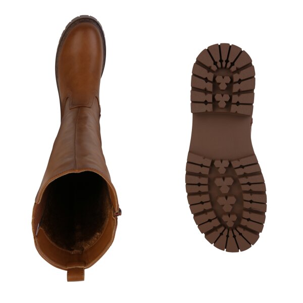 Stiefelparadies Damen Plateaustiefel in Hellbraun Blitzangebot