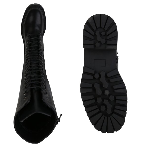 Stiefelparadies Damen Schnürstiefel in Schwarz Große Rabatte