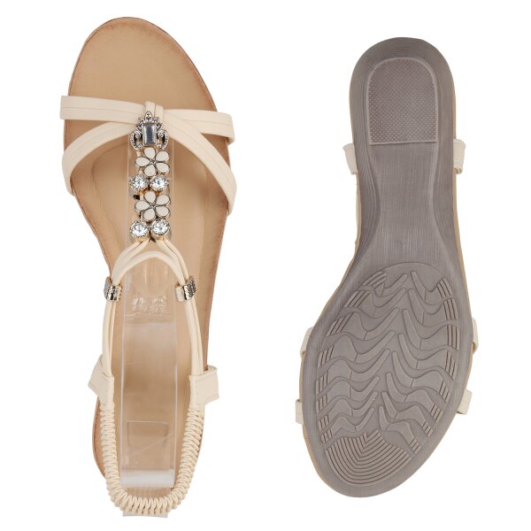 Stiefelparadies Damen Keilsandaletten in Beige JETZT KAUFEN