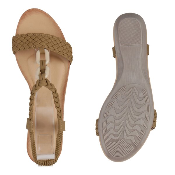 Stiefelparadies Damen Keilsandaletten in Khaki Zeitbegrenzte Promotion