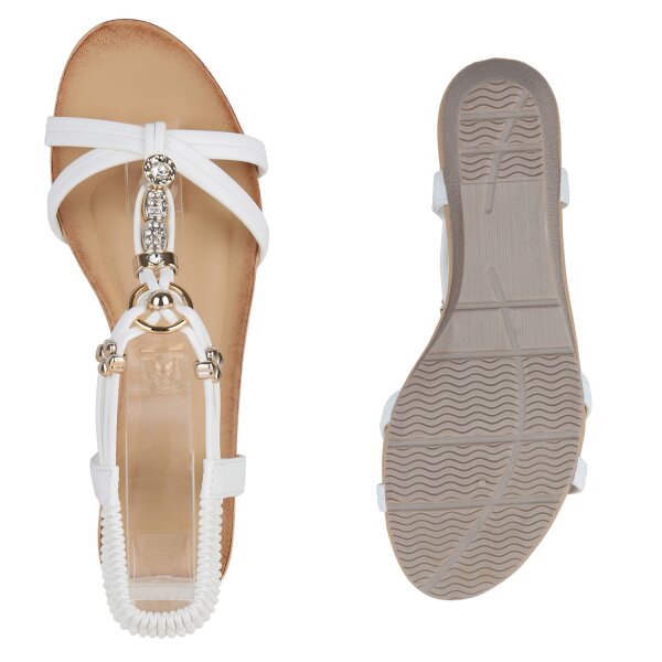 Stiefelparadies Damen Keilsandaletten in Weiss Black Friday Preise