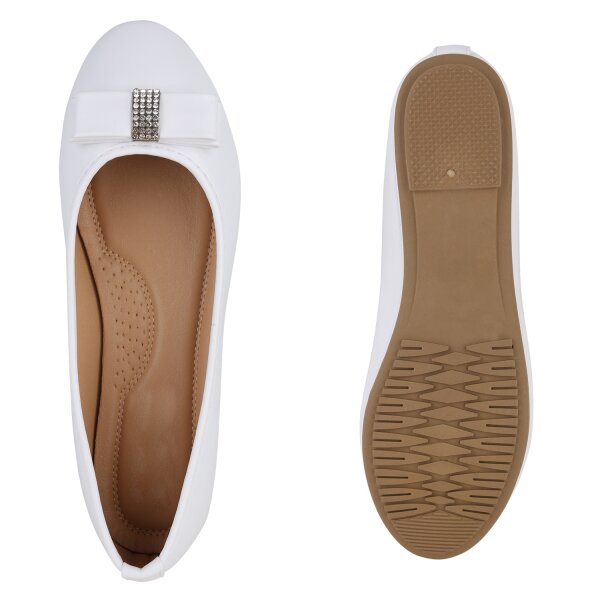 Stiefelparadies Damen Klassische Ballerinas in Weiss Online