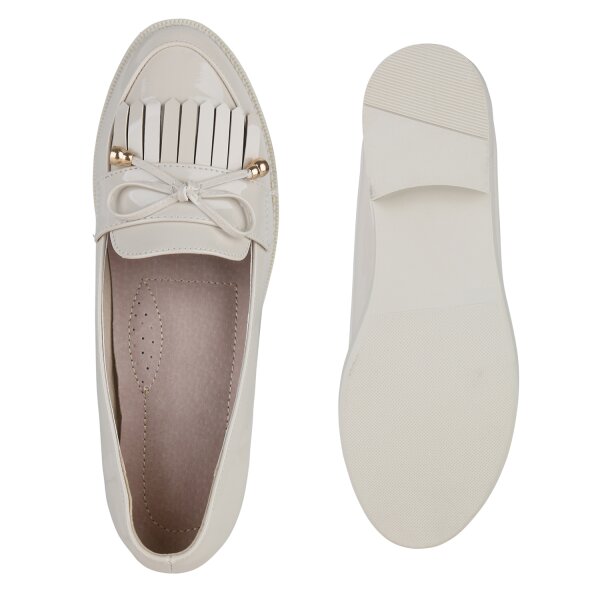 Stiefelparadies Damen Klassische Slippers in Beige Lack Hotsell