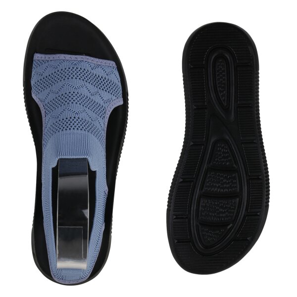 Stiefelparadies Damen Komfort Sandalen in Blau Blitzverkäufe