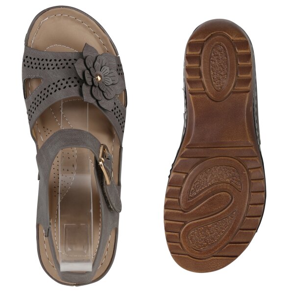 Stiefelparadies Damen Komfort Sandalen in Khaki Kostenloser Versand