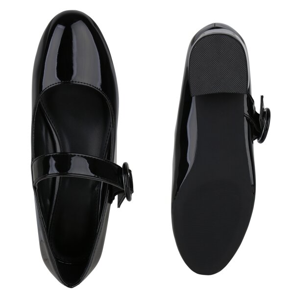 Stiefelparadies Damen Mary Janes in Schwarz Lack Begrenztes Angebot