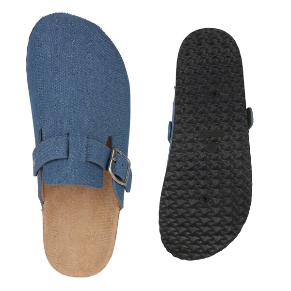 Stiefelparadies Damen Pantoffeln in Blau Denim Osterangebot