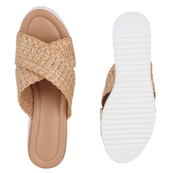 Stiefelparadies Damen Pantoletten in Beige Online Outlet