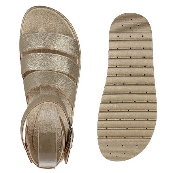 Stiefelparadies Damen Plateau Sandaletten in Gold Zeitbegrenzte Promotion