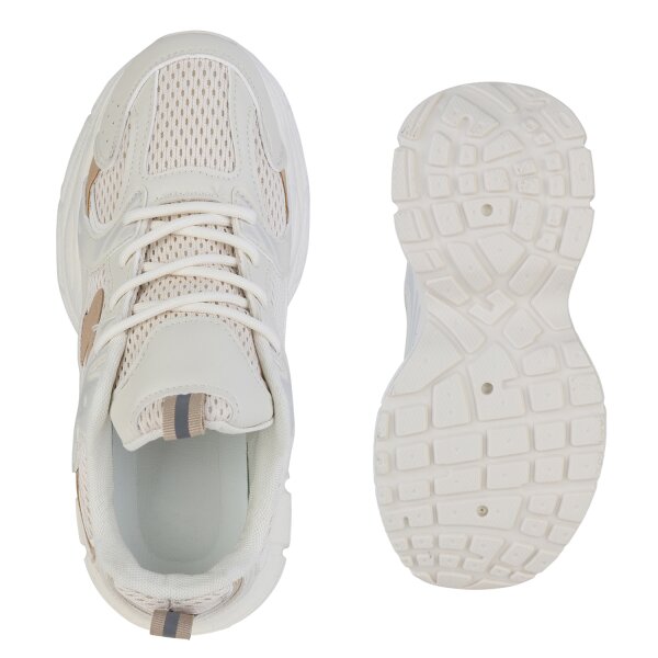 Stiefelparadies Damen Plateau Sneaker in Creme Hellbraun Discount Store für neue Produkte