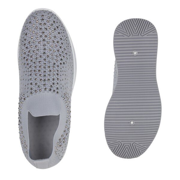 Stiefelparadies Damen Plateau Sneaker in Grau Super Rabatt
