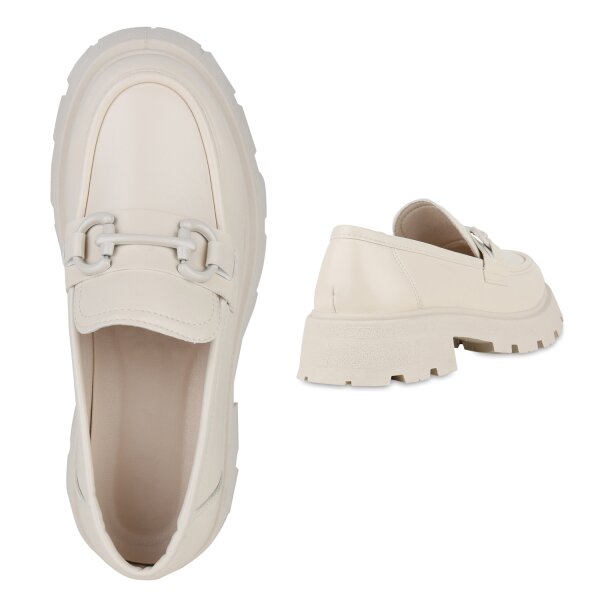 Stiefelparadies Damen Plateauschuhe in Beige zollfrei
