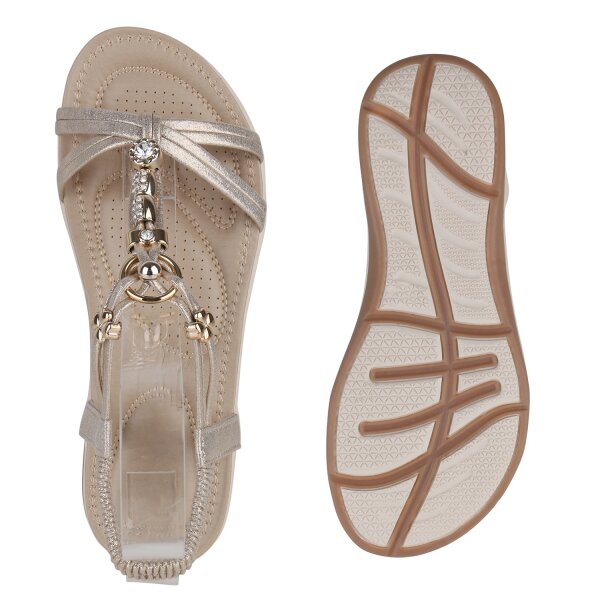 Stiefelparadies Damen Riemchensandalen in Gold Outlet