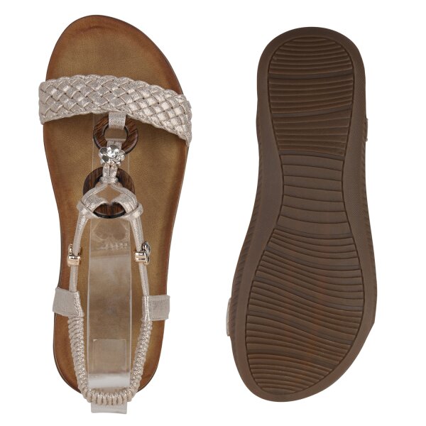 Stiefelparadies Damen Riemchensandalen in Gold Auslauf