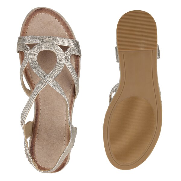 Stiefelparadies Damen Riemchensandalen in Gold Verkauf