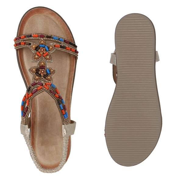 Stiefelparadies Damen Riemchensandalen in Gold Angebote
