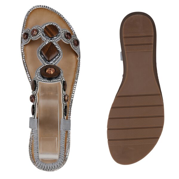 Stiefelparadies Damen Riemchensandalen in Grau im Angebot