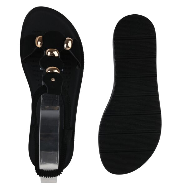 Stiefelparadies Damen Riemchensandalen in Schwarz Fabrikverkauf