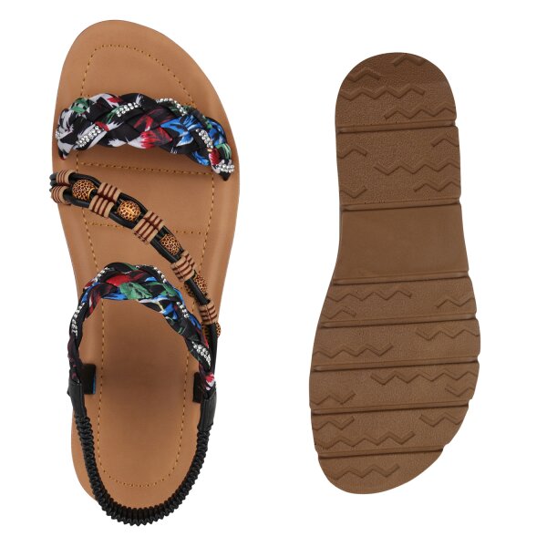 Stiefelparadies Damen Riemchensandalen in Schwarz Meist gekauft