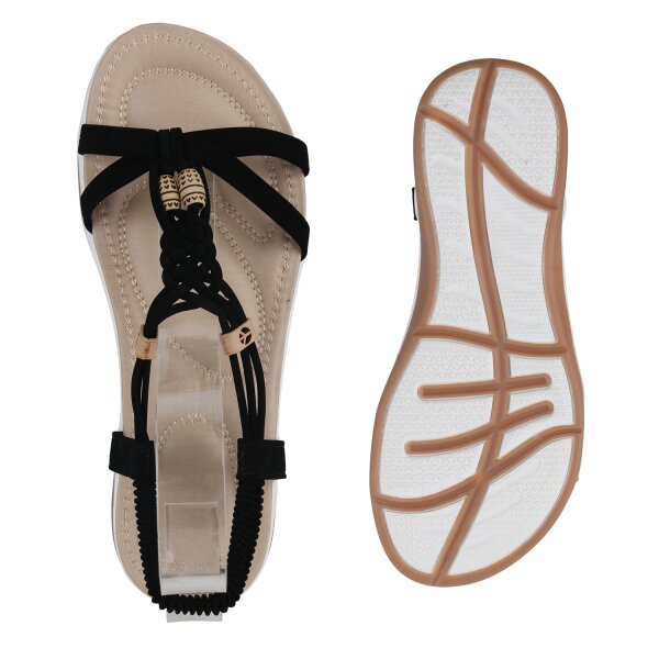 Stiefelparadies Damen Riemchensandalen in Schwarz Blitzverkäufe