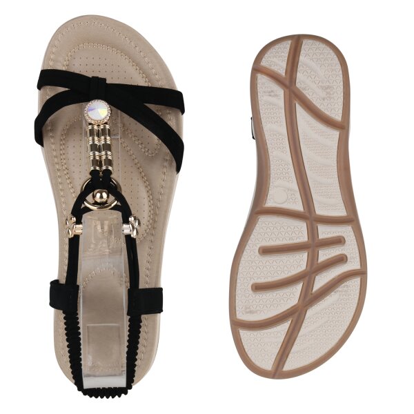 Stiefelparadies Damen Riemchensandalen in Schwarz Limitierter Zeitrabatt