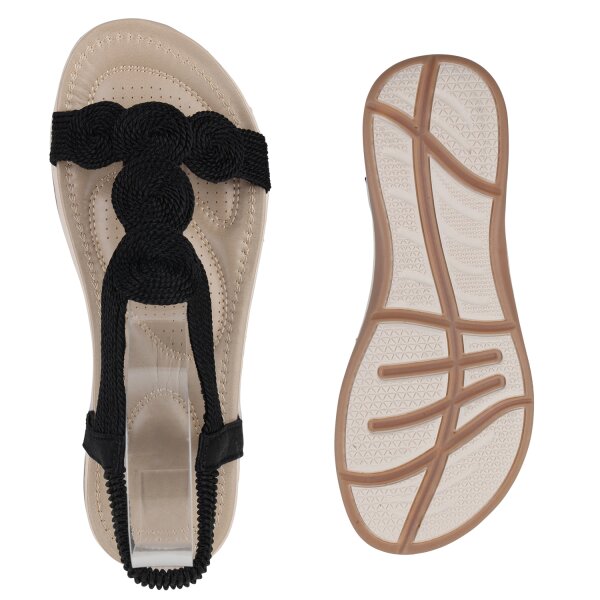Stiefelparadies Damen Riemchensandalen in Schwarz Fabrik Onlineshop