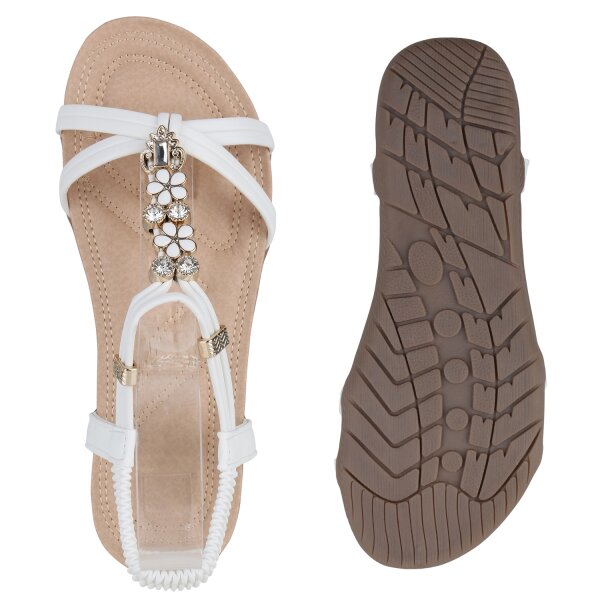 Stiefelparadies Damen Riemchensandalen in Weiss Günstig kaufen