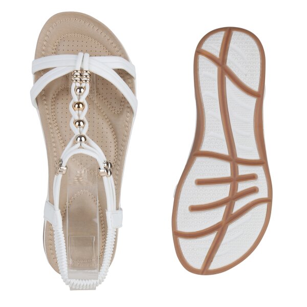 Stiefelparadies Damen Riemchensandalen in Weiss Großer Ausverkauf