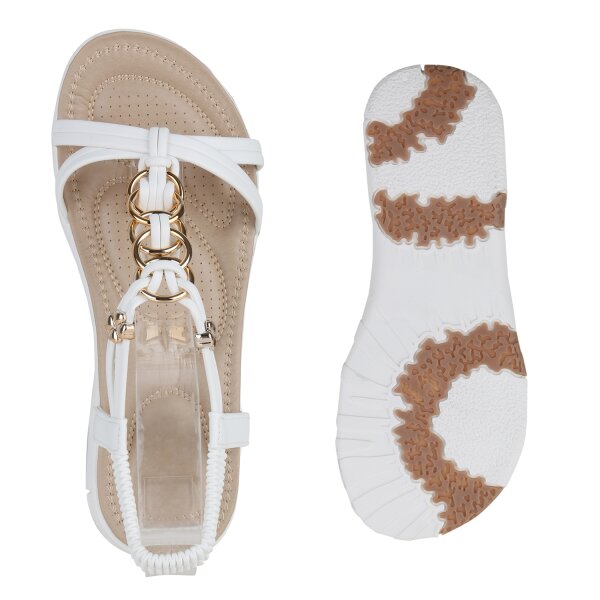 Stiefelparadies Damen Riemchensandalen in Weiss Begrenztes Angebot