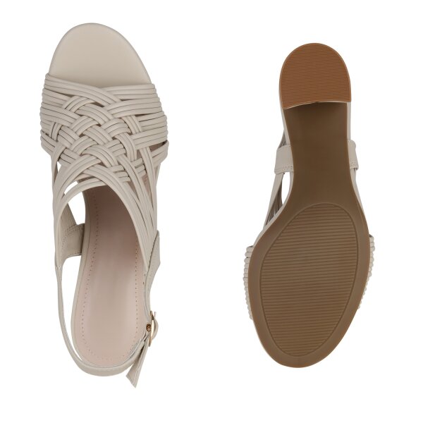 Stiefelparadies Damen Riemchensandaletten in Beige Online Shopping