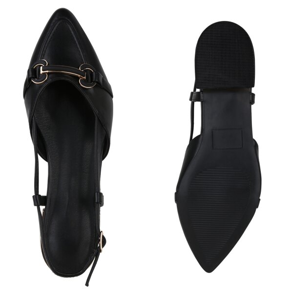 Stiefelparadies Damen Sling Ballerinas in Schwarz Weihnachtsangebot