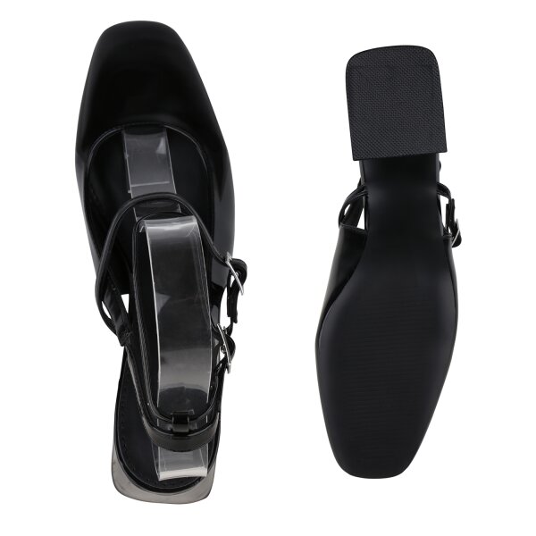 Stiefelparadies Damen Slingpumps in Schwarz Lack Muttertagsangebot