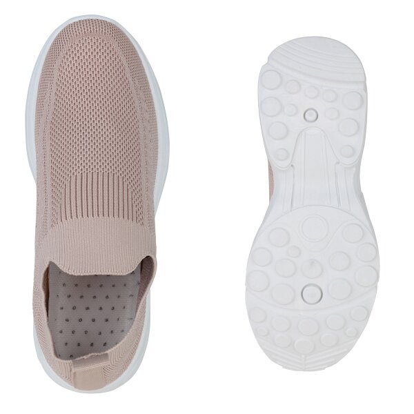 Stiefelparadies Damen Slip Ons in Altrosa Vatertagsangebot