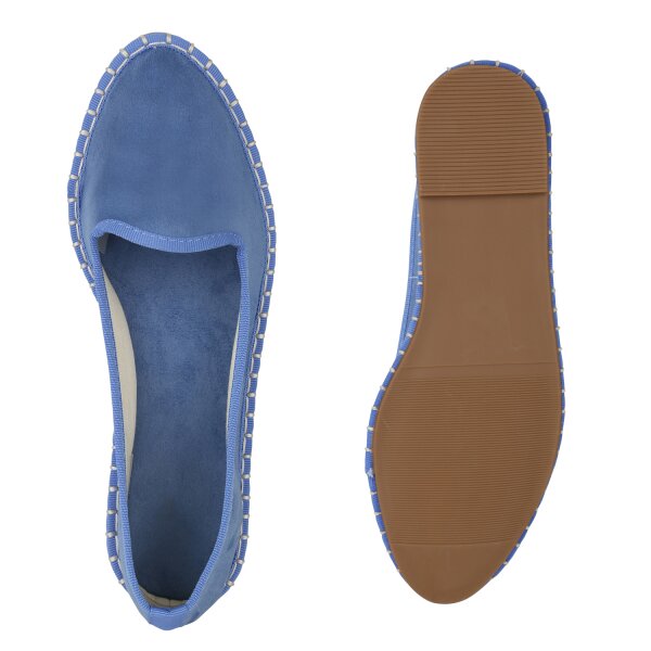 Stiefelparadies Damen Slip Ons in Blau Valentinstagsangebot