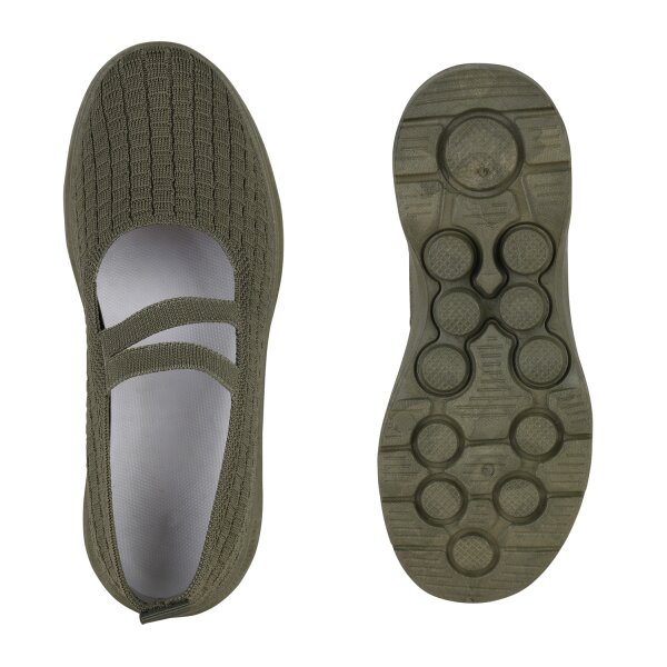 Stiefelparadies Damen Slip Ons in Olivgrün Jubiläumsangebot