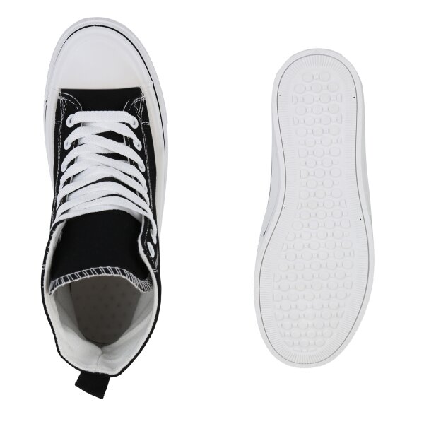 Stiefelparadies Damen Sneaker High in Schwarz Neueste Mode