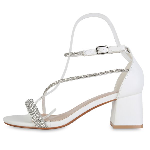 Stiefelparadies Damen Riemchensandaletten in Weiss Super Sparpreis