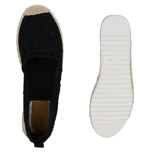 Stiefelparadies Damen Espadrilles in Schwarz Letzter Tag