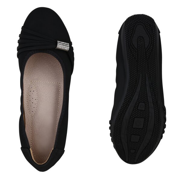 Stiefelparadies Damen Sportliche Ballerinas in Schwarz Speichern exportieren