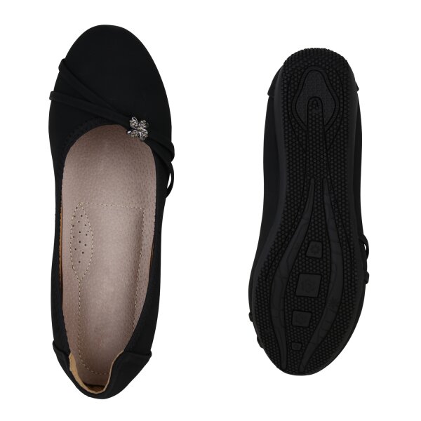 Stiefelparadies Damen Sportliche Ballerinas in Schwarz Black Friday Preise