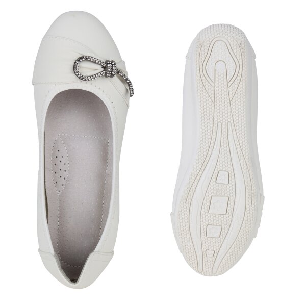 Stiefelparadies Damen Sportliche Ballerinas in Weiss zollfrei