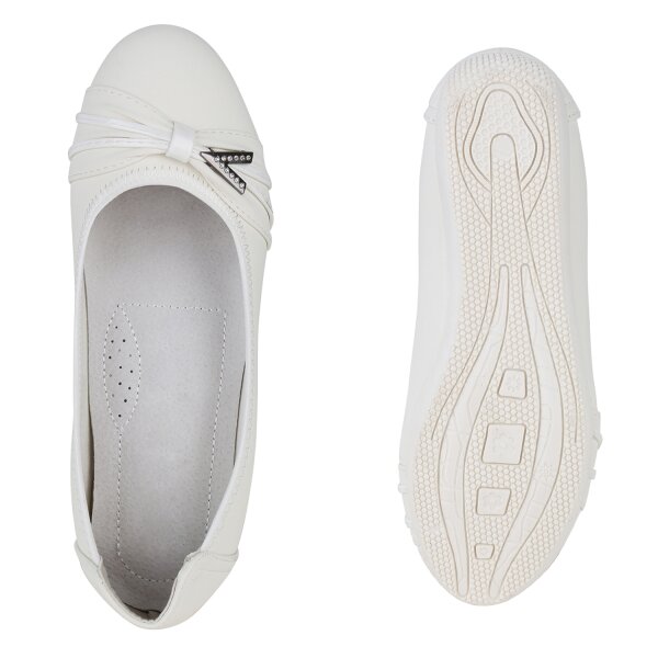 Stiefelparadies Damen Sportliche Ballerinas in Weiss 50% Rabatt für begrenzte Zeit