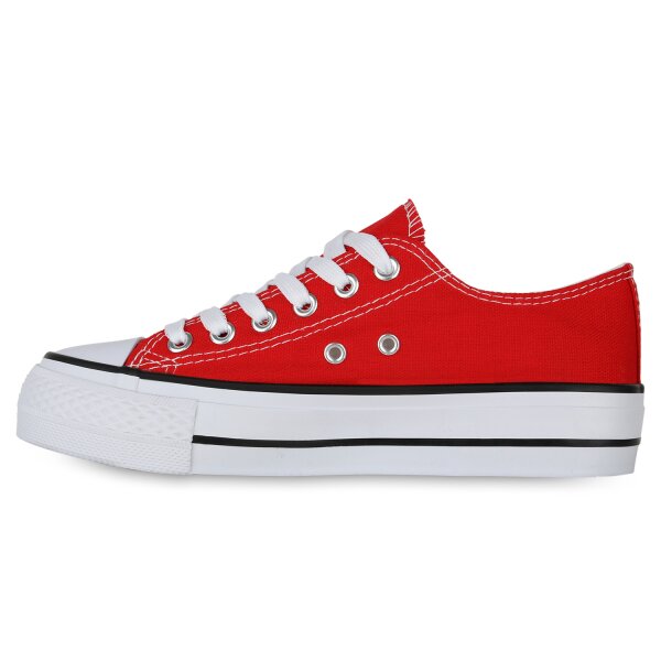 Stiefelparadies Damen Sneaker Low in Rot Outlet