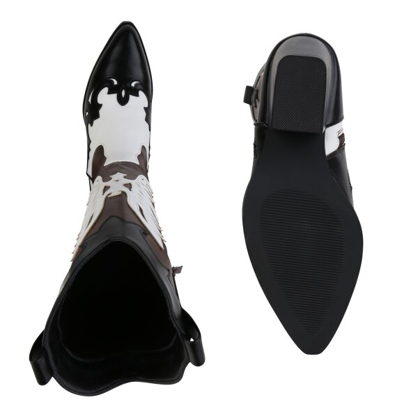 Stiefelparadies Damen Cowboystiefel in Schwarz Weiss Angebote
