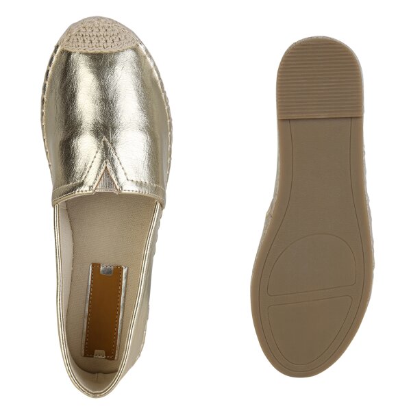 Stiefelparadies Damen Espadrilles in Gold Günstiger Verkauf